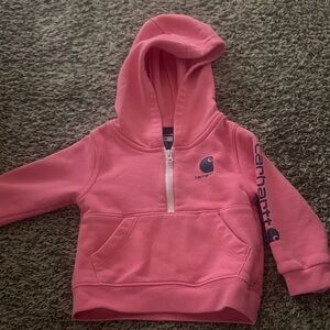 Carhartt Kids Bright Pink Half-Zip Hoodie